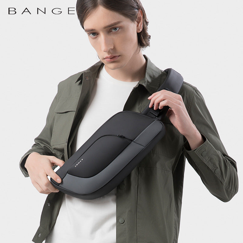 BANGE Men's New One-Shoulder Chest Bag Korean Version Fashion Function Messenger Couple Men's Bag Chest Bag