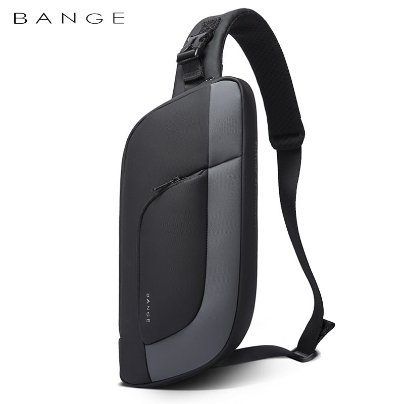 BANGE Men's New One-Shoulder Chest Bag Korean Version Fashion Function Messenger Couple Men's Bag Chest Bag