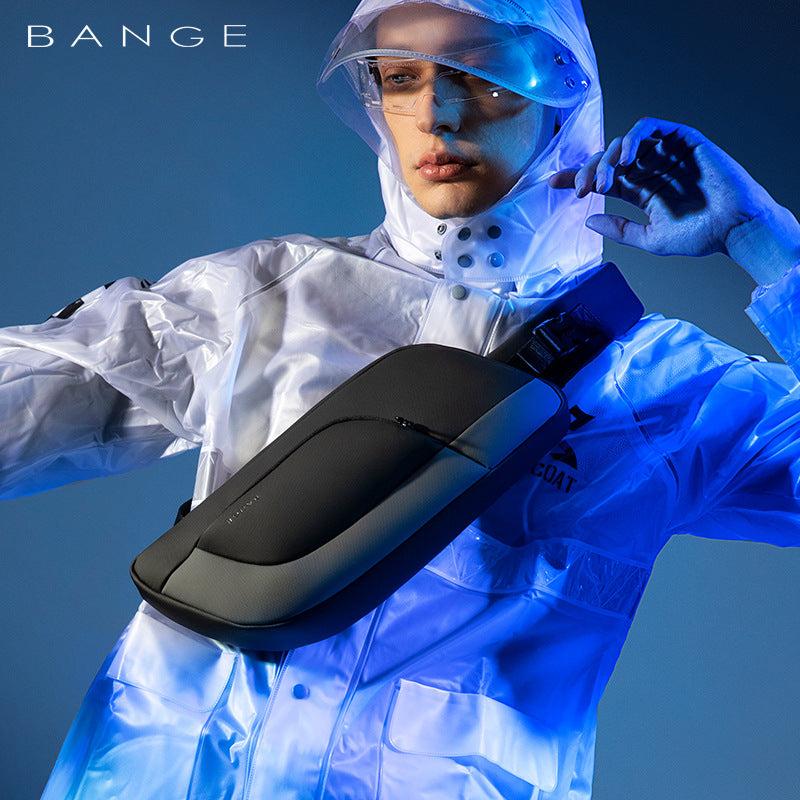 BANGE Men's New One-Shoulder Chest Bag Korean Version Fashion Function Messenger Couple Men's Bag Chest Bag