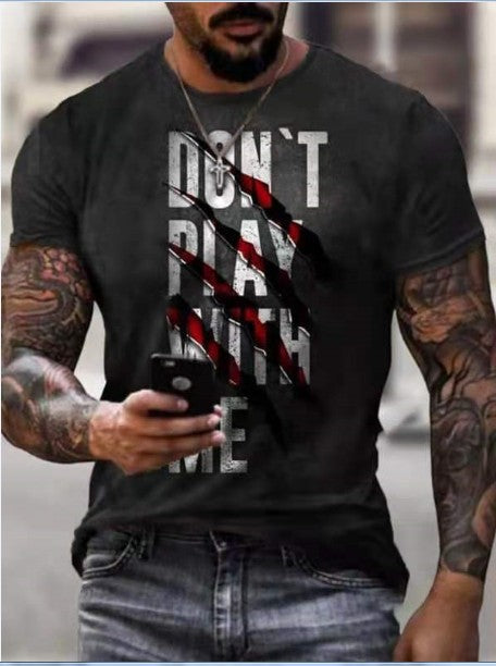 Men's Casual Round Neck Short Sleeve 3D Digital Printing Slim Pullover Men's T-Shirt