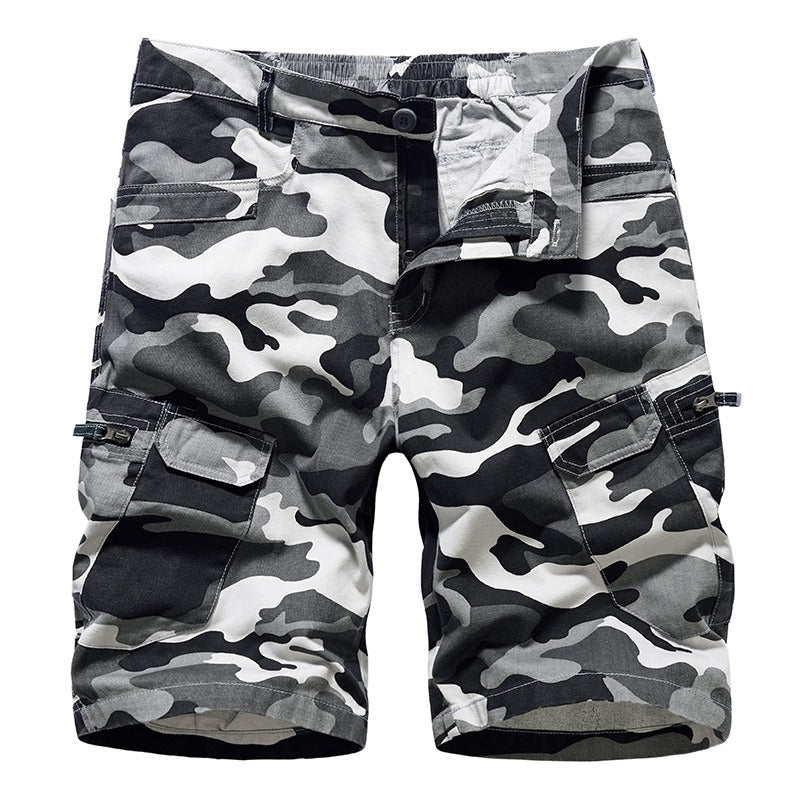 New Mens Workwear Shorts, European and American Camouflage Loose Fitting Oversized Casual Mens Capris