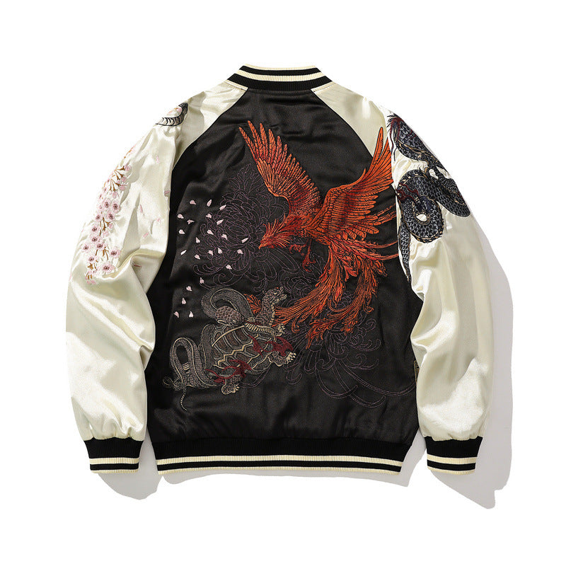 Embroidered men cotton coat with four mythical beasts and white tiger embroidered cotton coat Chinese style coat