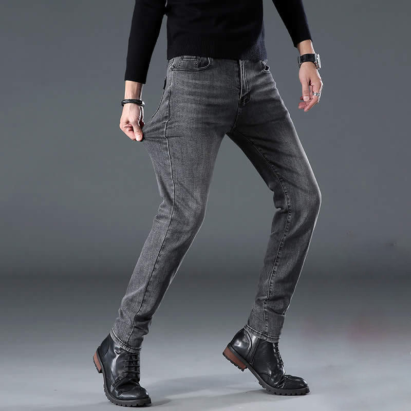 New Fashion Men's Jeans Nine Part Simple Casual Men's Trousers Small Feet Thin Korean Pants