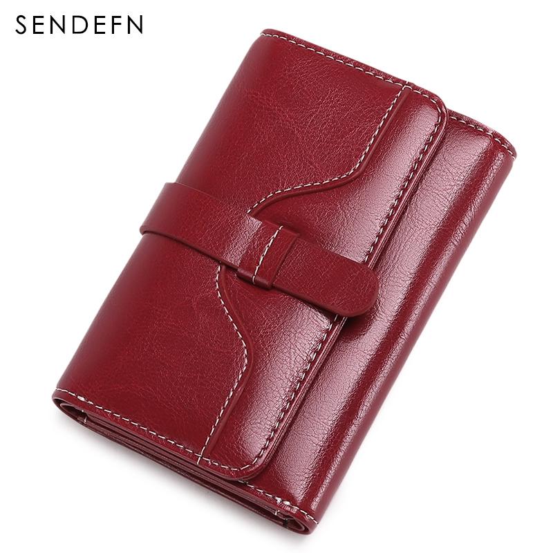 Sendefn  Wallet-female Short Women's Hasp Women Purse Split Leather With Coin Pocket Mini