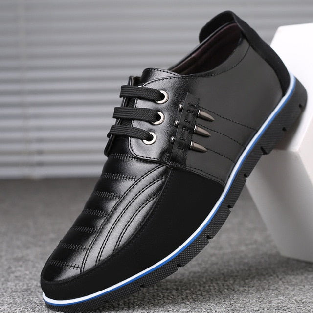 Men genuine leather shoes High Quality Elastic band Fashion design Solid Tenacity Comfortable Men's shoes big sizes