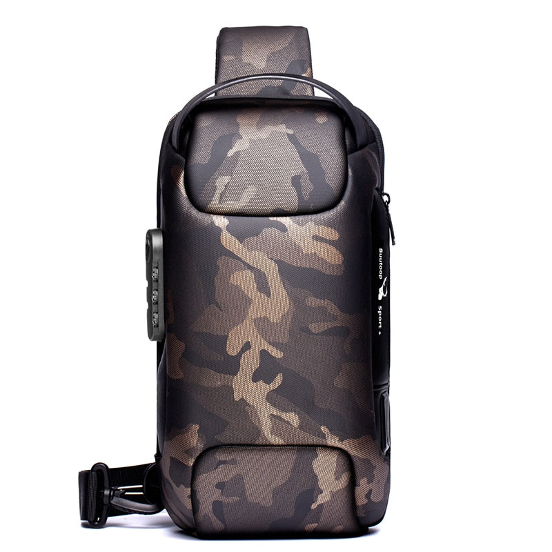 Men's Waterproof USB Oxford Crossbody Bag Anti-theft Shoulder Sling Bag Multifunction Short Travel Messenger Chest Pack For Male