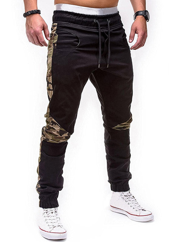 Elastic Waist Camo Patchwork Jogger Pants