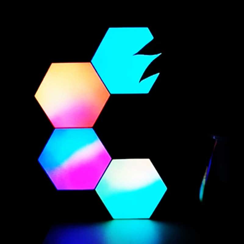 Flame Lights Effect Fire Tealight Quantum Light with APP Mobile Control LED Dimmable Multi Function Lighting Modes Hexagon Light