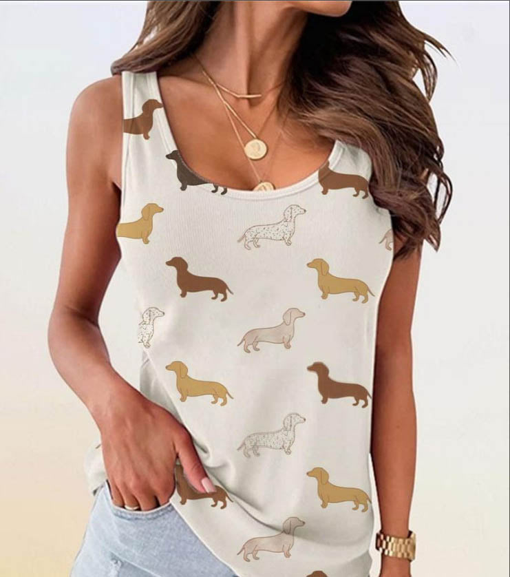 Hot Selling Printed Hot Stamping Sleeveless Womens T Shirts In Europe and America