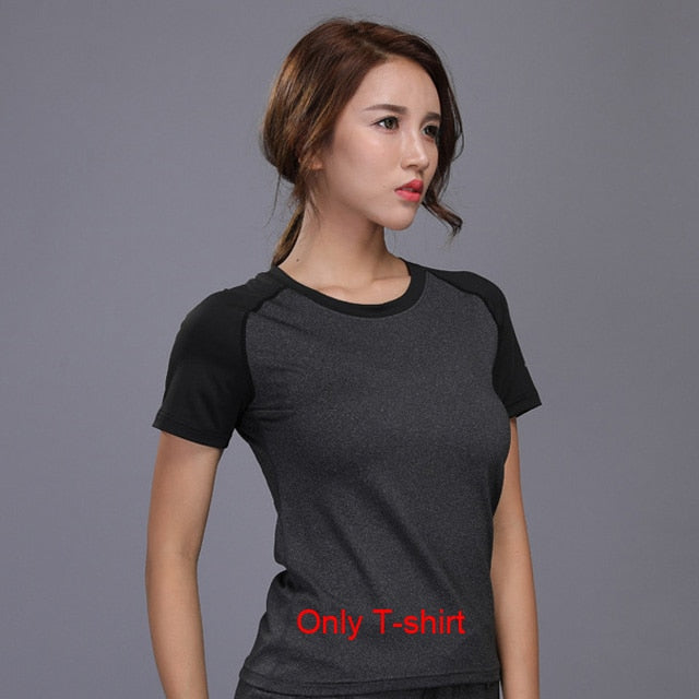 Women's sportswear Yoga Sets Jogging Clothes Gym Workout Fitness Training Yoga Sports T-Shirts+Pants Running Clothing Suit