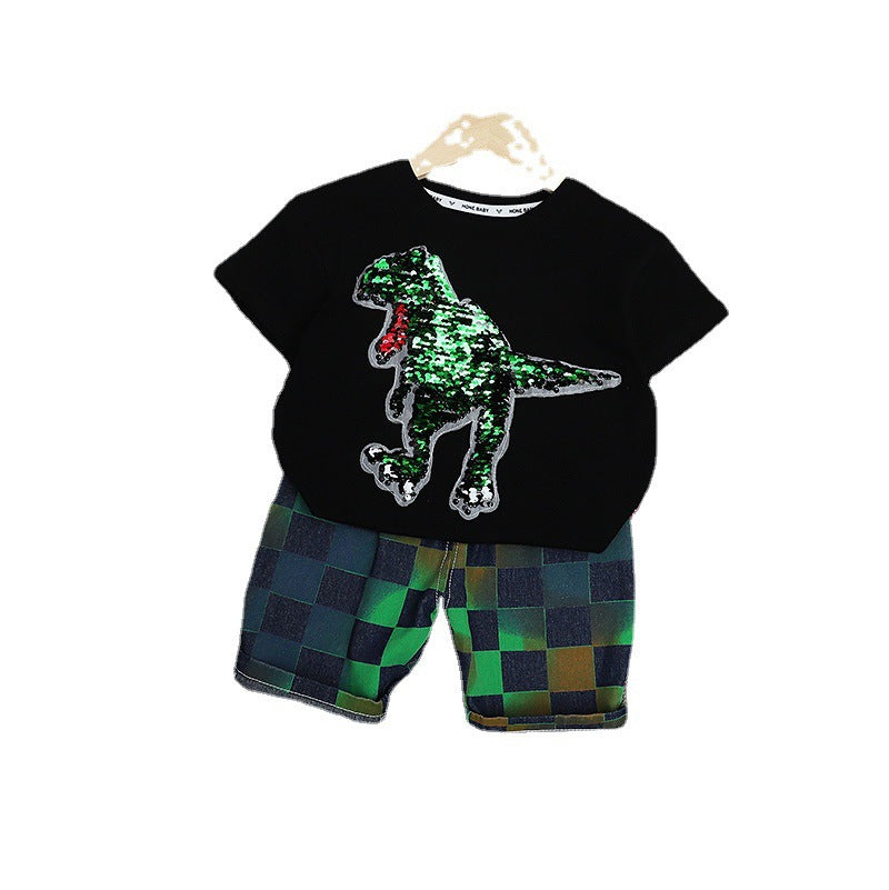 Two-Piece Suit - Children's Clothing Summer Suits New Fashionable Summer Handsome Baby Summer Short Sleeve Clothes