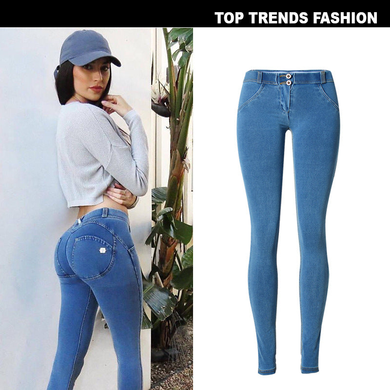 Popular Peach Hip-Lifting Pants Fitness Experts With The Same Stretch And Comfortable Low-Waist Denim Trousers