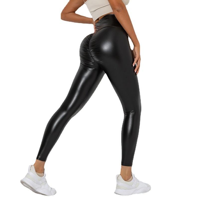 Slim Fit Sexy Leather Pants New PU Bright Large Size Leather Pants Women's Leggings Outer Wear Hip Raising High Waist Tights