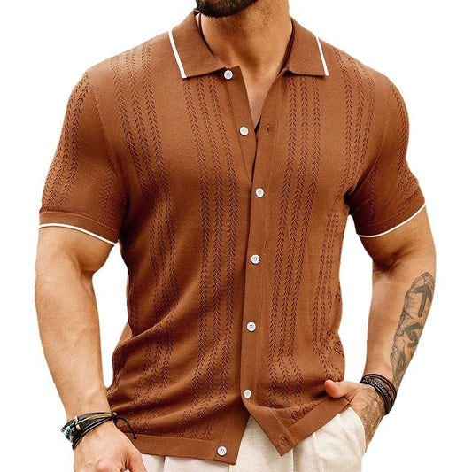 New cardigan knit thin business knit polo shirt