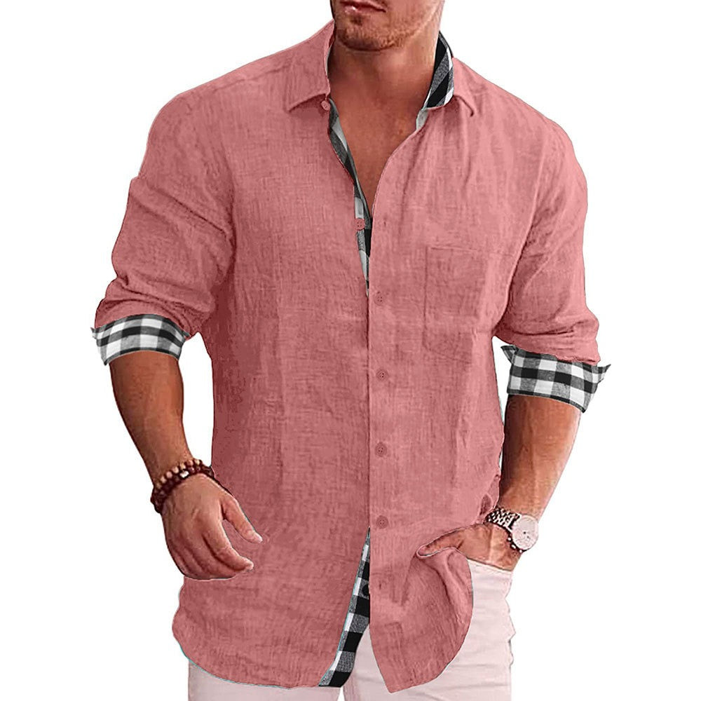 Leisure men's cotton and linen shirt men's shirt men's shirt