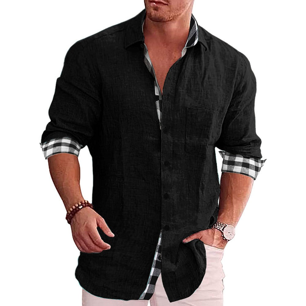 Leisure men's cotton and linen shirt men's shirt men's shirt