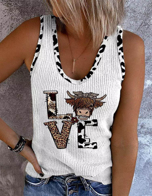 Hot Selling Printed Hot Stamping Sleeveless Womens T Shirts In Europe and America