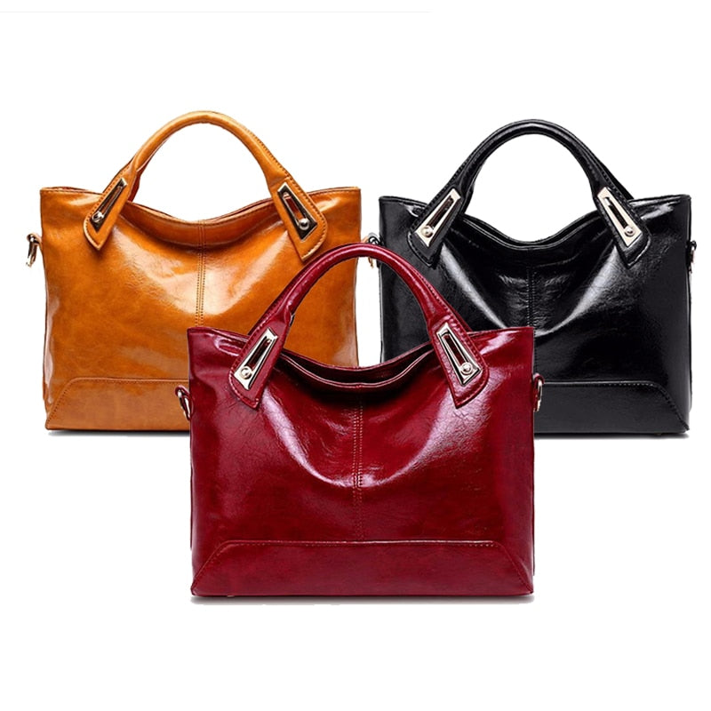 Women Oil Wax Leather Designer Handbags High Quality Shoulder Bags Ladies Handbags Fashion brand PU leather women bags