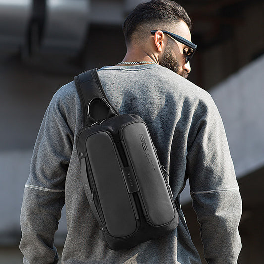 BANGE New Fashion Trend Leisure Outdoor Technology USB Cool Shoulder Bag Chest Bag for Men