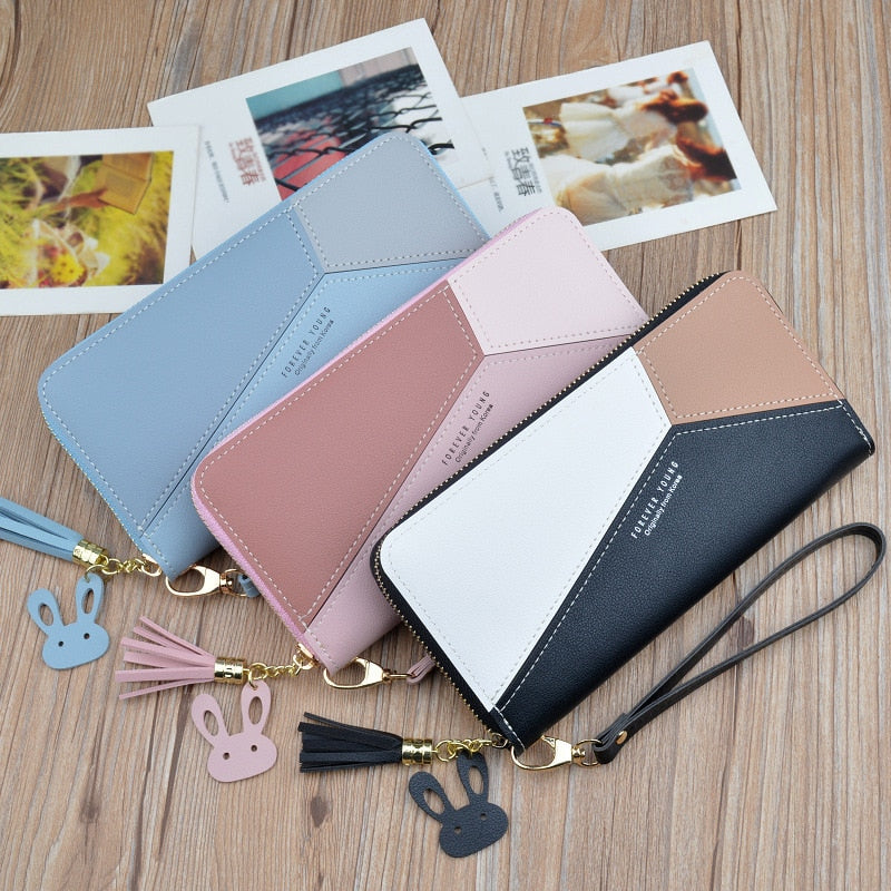 Luxury Brand Leather Wallets Women Long Zipper Coin Purses Tassel Design Clutch Wallets Female Money Bag Credit Card Holder