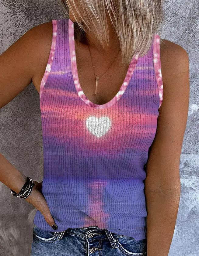 Hot Selling Printed Hot Stamping Sleeveless Womens T Shirts In Europe and America