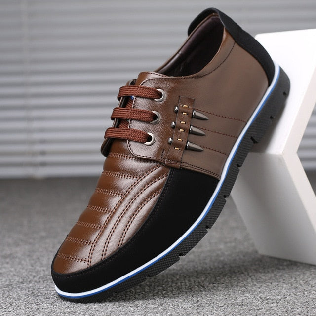 Men genuine leather shoes High Quality Elastic band Fashion design Solid Tenacity Comfortable Men's shoes big sizes