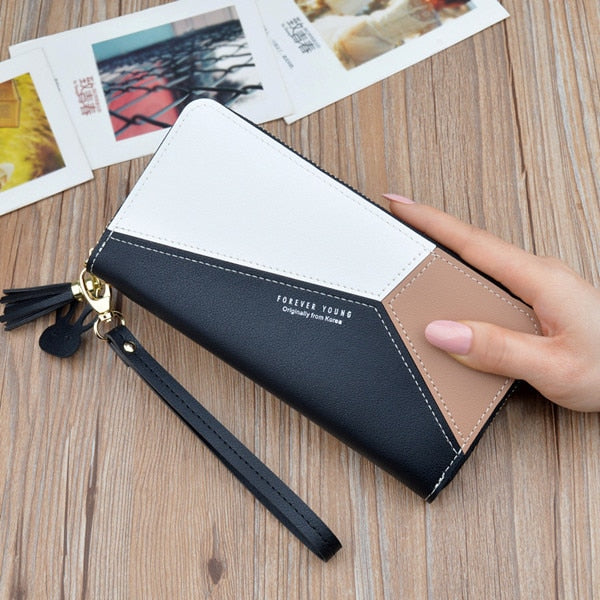 Luxury Brand Leather Wallets Women Long Zipper Coin Purses Tassel Design Clutch Wallets Female Money Bag Credit Card Holder