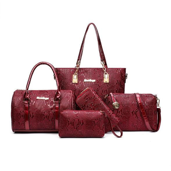 Women bag Leather Handbags Fashion Shoulder Bags Female Purse High Quality Six-Piece Set Designer Brand Bolsa Feminina