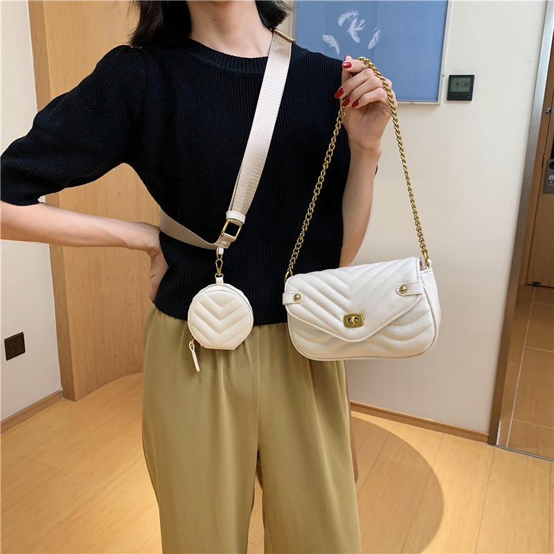 New Bag Women Diagonal Mesh Red Summer Shoulder Bag Shoulder Bag Women Small Design Sense Chain Embroidered Thread Mother Bag