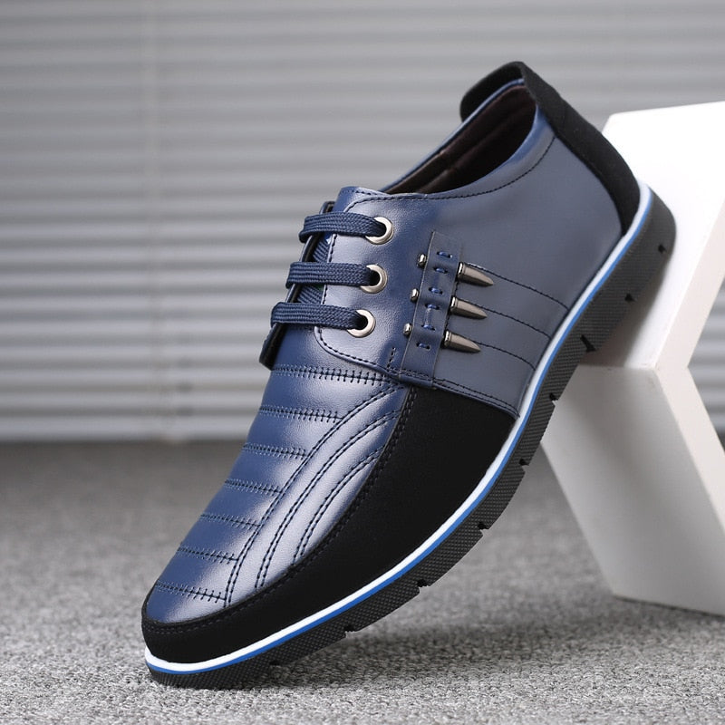 Men genuine leather shoes High Quality Elastic band Fashion design Solid Tenacity Comfortable Men's shoes big sizes