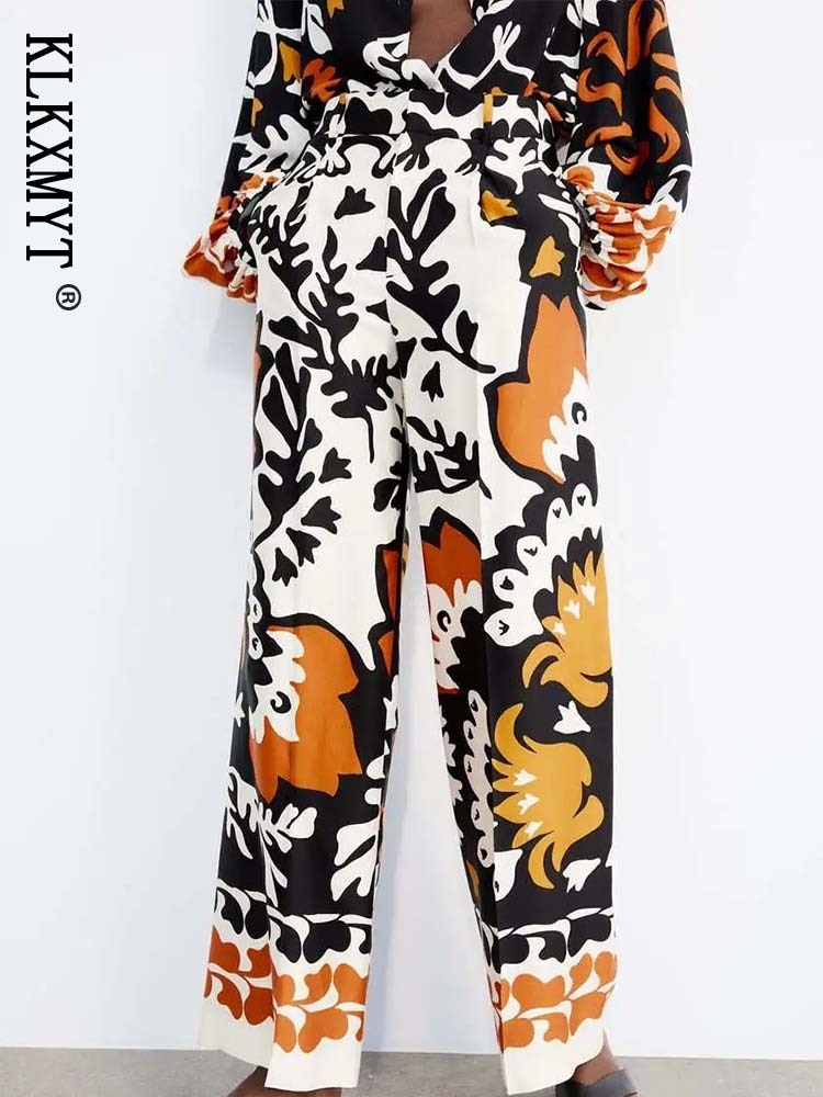 Pants Set Woman 2 Pieces Fashion Printed Shirt Casual Long Sleeve Top Women Pants Sets Ladies Suit