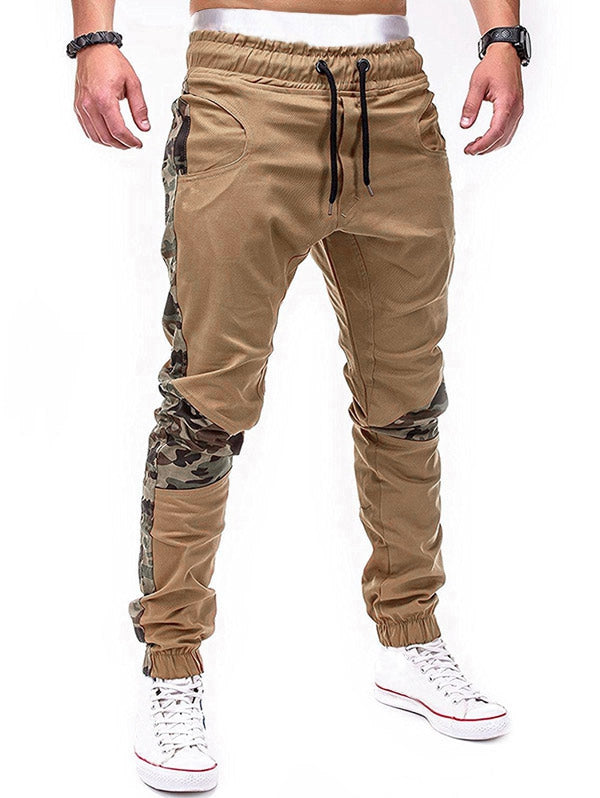 Elastic Waist Camo Patchwork Jogger Pants