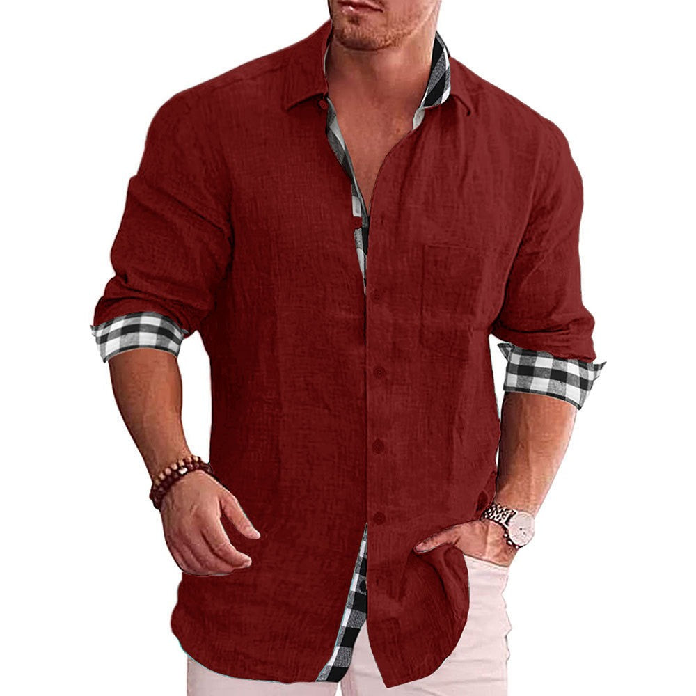 Leisure men's cotton and linen shirt men's shirt men's shirt