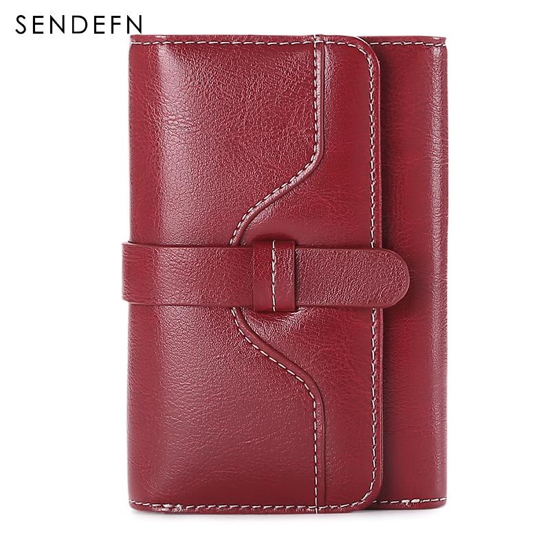 Sendefn  Wallet-female Short Women's Hasp Women Purse Split Leather With Coin Pocket Mini