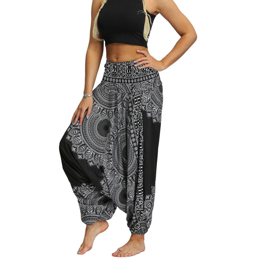 Women'S Pants Casual Loose Yoga Trousers Baggy Vintage Boho Aladdin Joggers Wide Pants Modis Streetwear Spodnie Damskie#ss