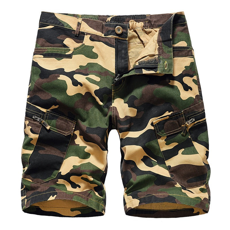 New Mens Workwear Shorts, European and American Camouflage Loose Fitting Oversized Casual Mens Capris