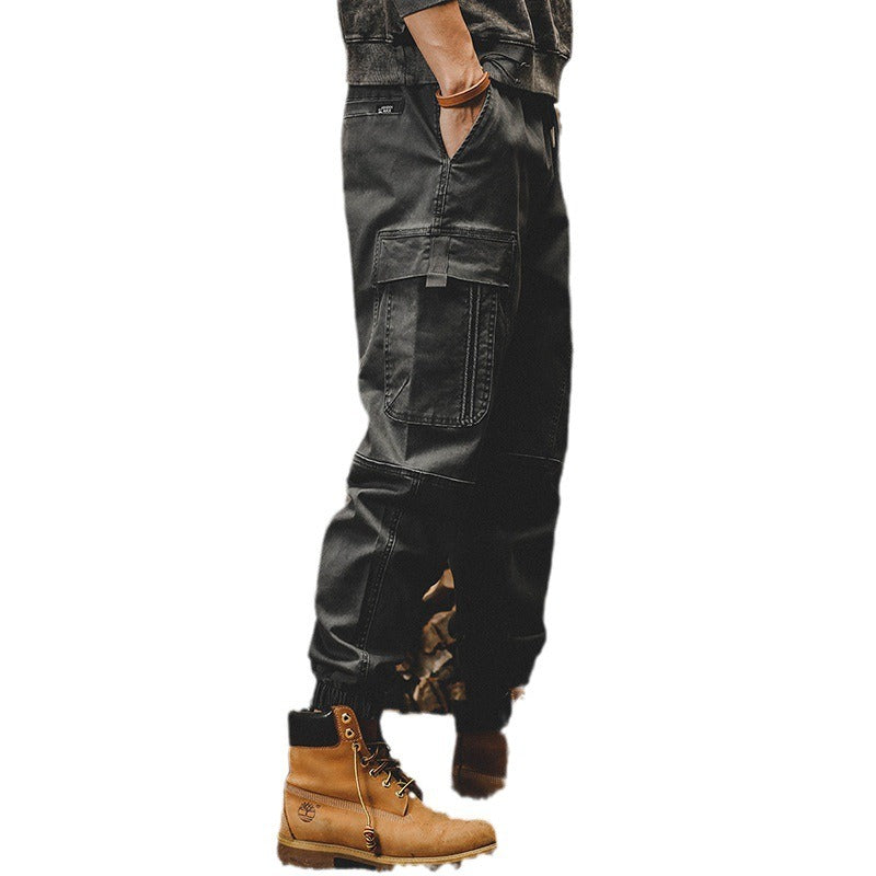 American heavy weight retro work pants for men's autumn and winter loose fitting straight tube casual pants for men's autumn leggings